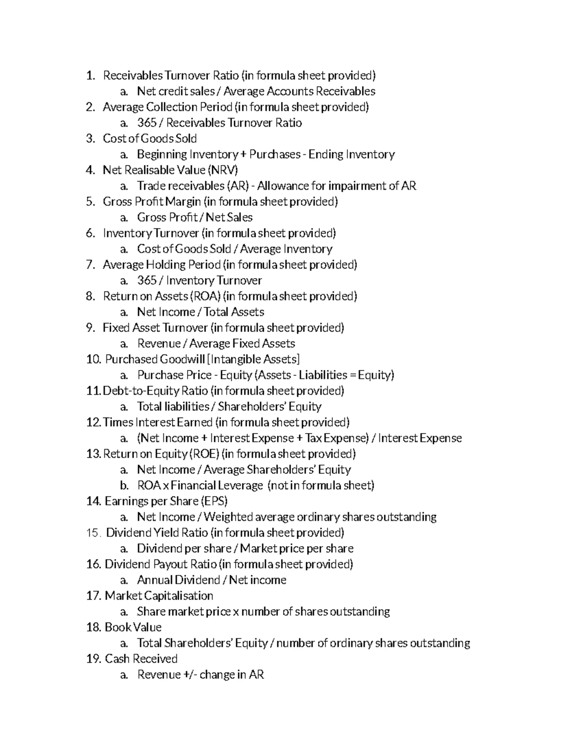 CFA Level 2 Formula Sheet 2024 (Version 2) - Comprehensive Overview ...