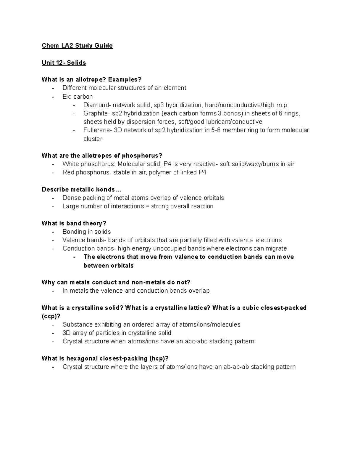 Chem LA2 Study Guide - Summary of General Chemistry II Concepts - Studocu
