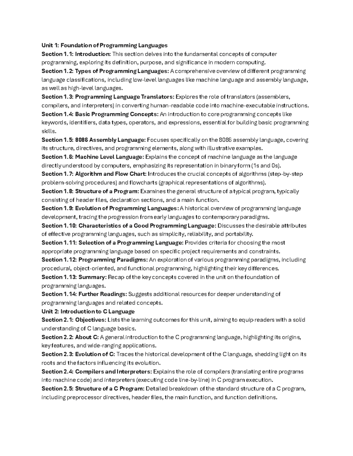 Unit 1-12: Foundations and Essentials of C Programming Language - Studocu