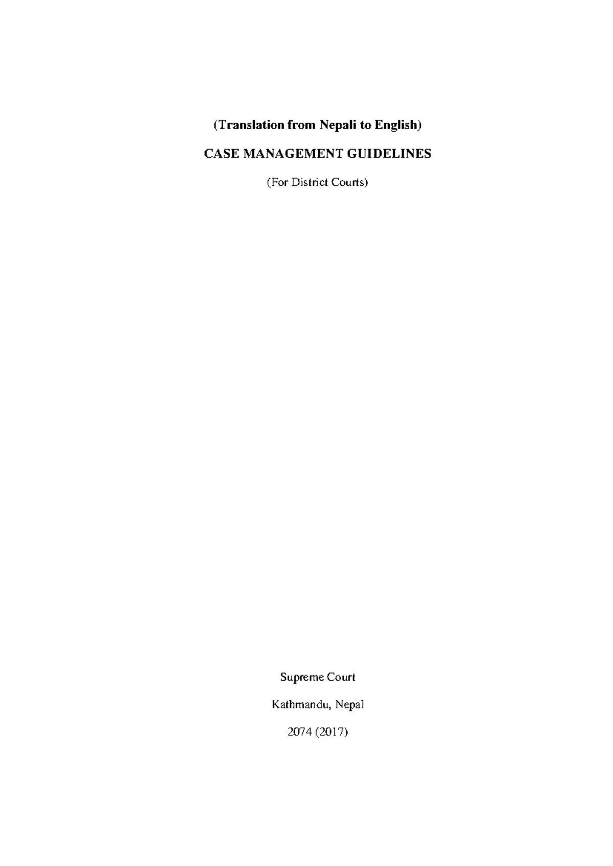 Case Management Guidelines for District Courts (SCC Project) - Studocu