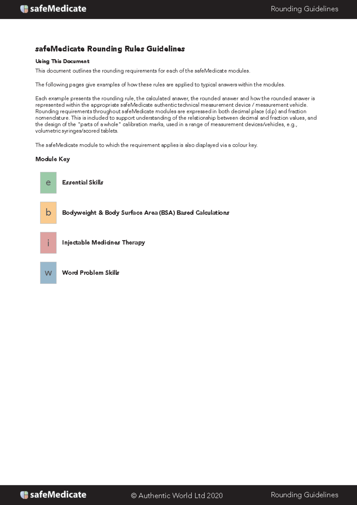 Rounding Guidelines for safeMedicate Modules - Independent Situations ...
