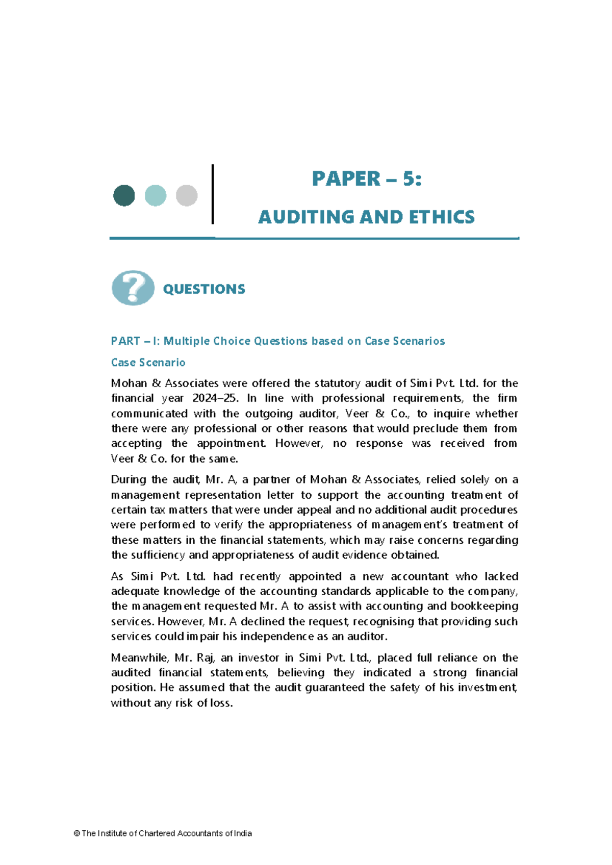 PAPER 5: AUDITING AND ETHICS REVISION TEST PAPER - SEPT 2025 - Studocu