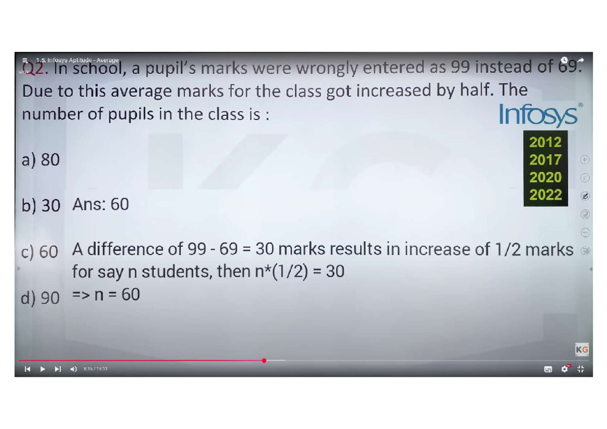 Q2.1.5: Infosys Aptitude Average Marks Correction and Analysis - Studocu