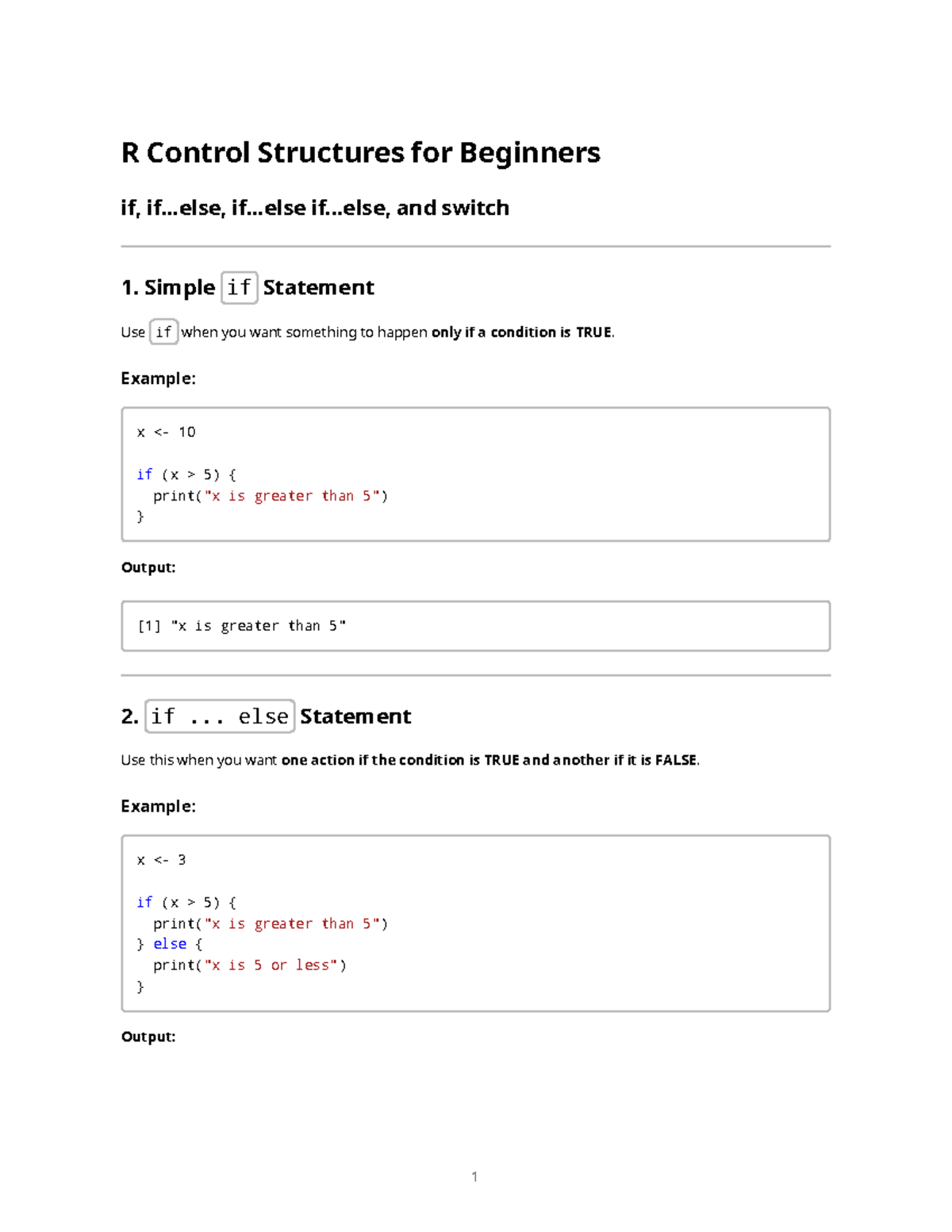 R Control Structures (R101) - Beginner's Guide to if, else, and switch ...