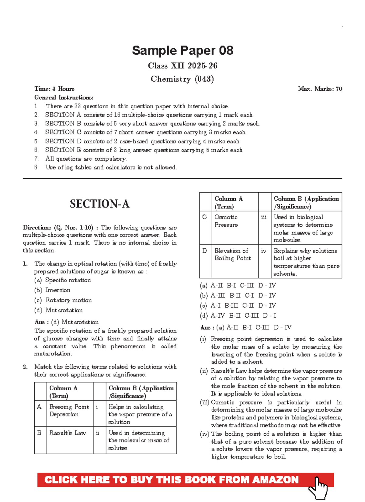 SAMPLE PAPER 08 & 09 Class XII Chemistry (043) - Comprehensive Test ...