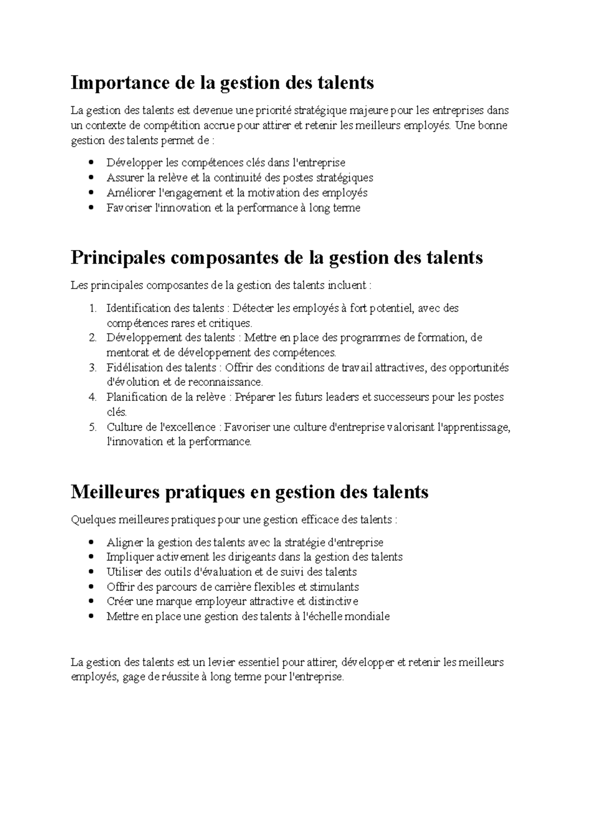 Gestion des Talents en Entreprise : Stratégies et Meilleures Pratiques ...
