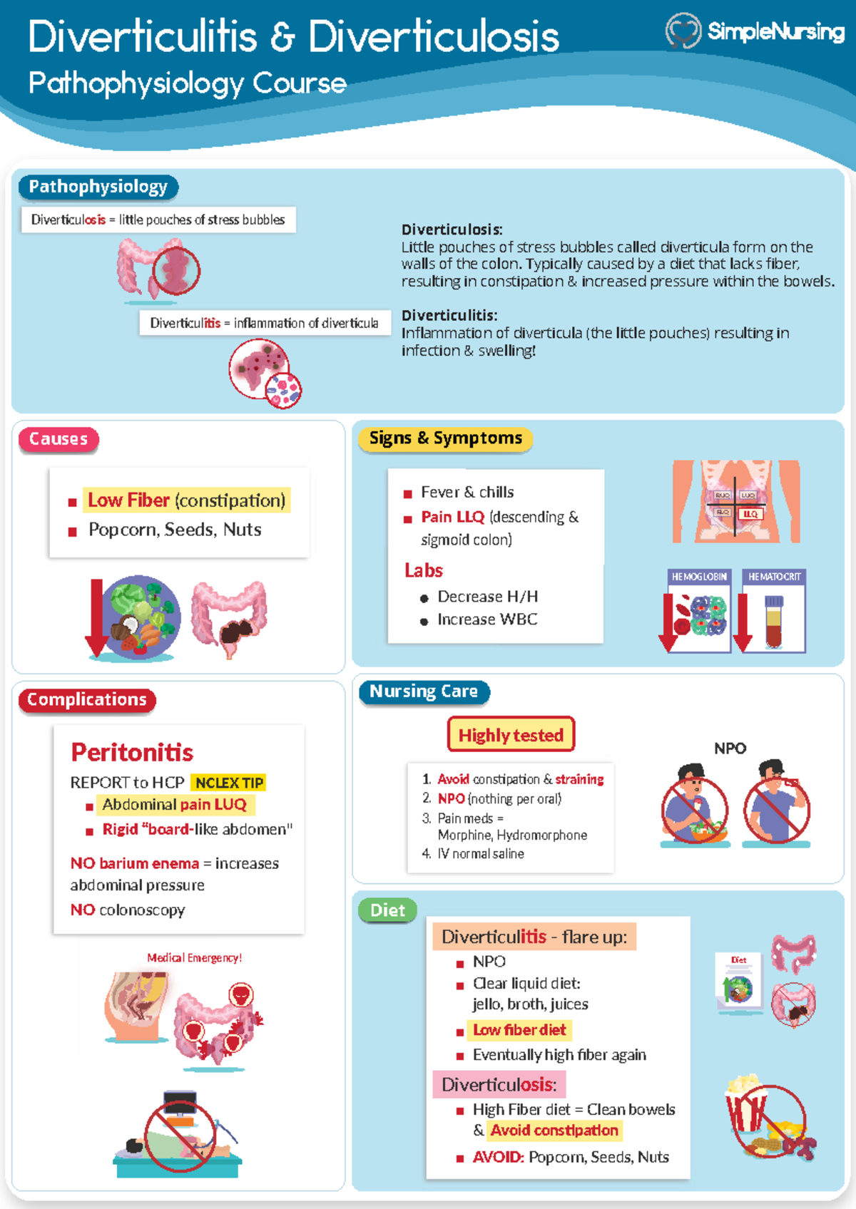 Pathophysiology of Diverticulitis & Renal Calculi: A Study Guide - Studocu