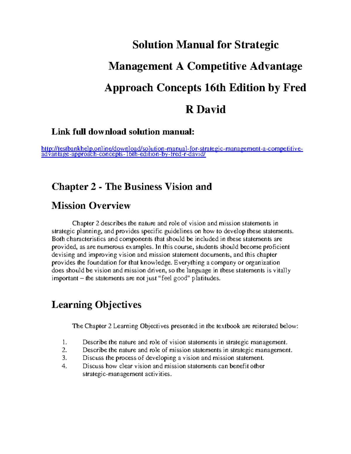 Stra Ma - Ch1 to Ch3 - Intro to Strategic Mgmt and Key Concepts - Studocu