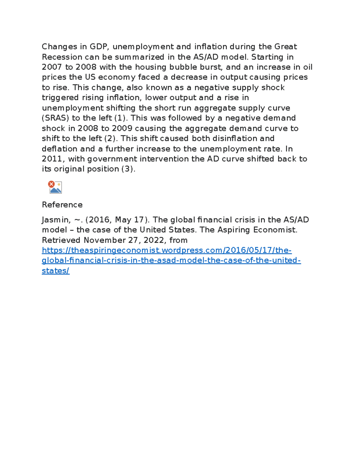Eco 202 Discussion 5-2: Analyzing GDP, Unemployment, and Inflation ...