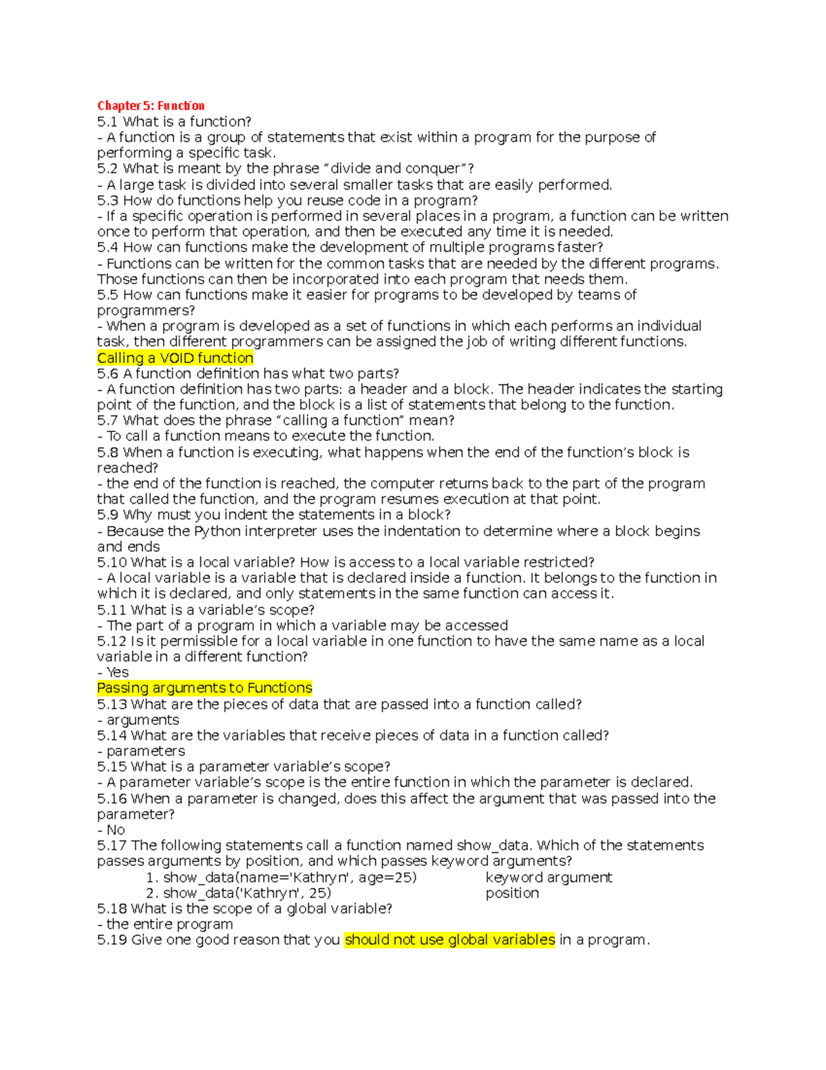 Chapter 5 Checkpoint: Understanding Functions and their Applications ...