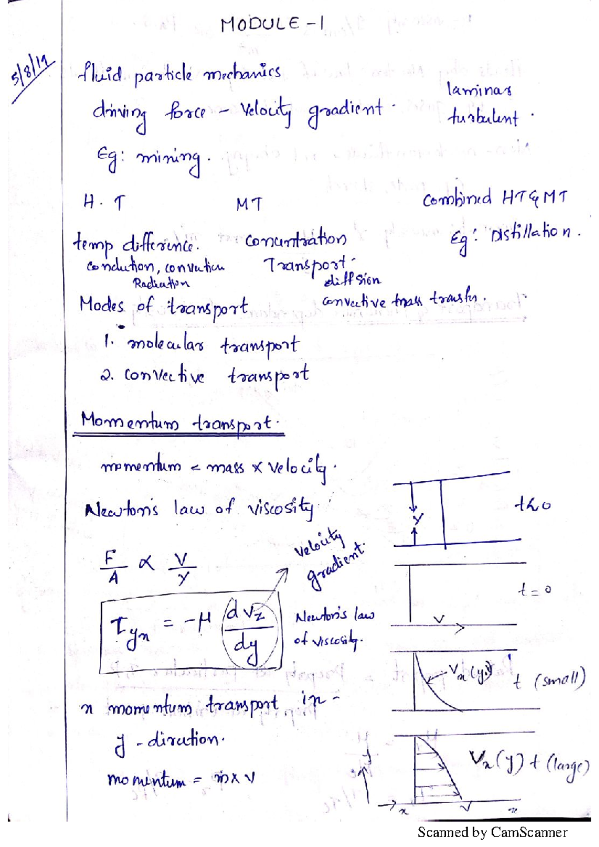 Transport Phenomena Notes: Fluid Mechanics (Modules 1 & 2) - Studocu