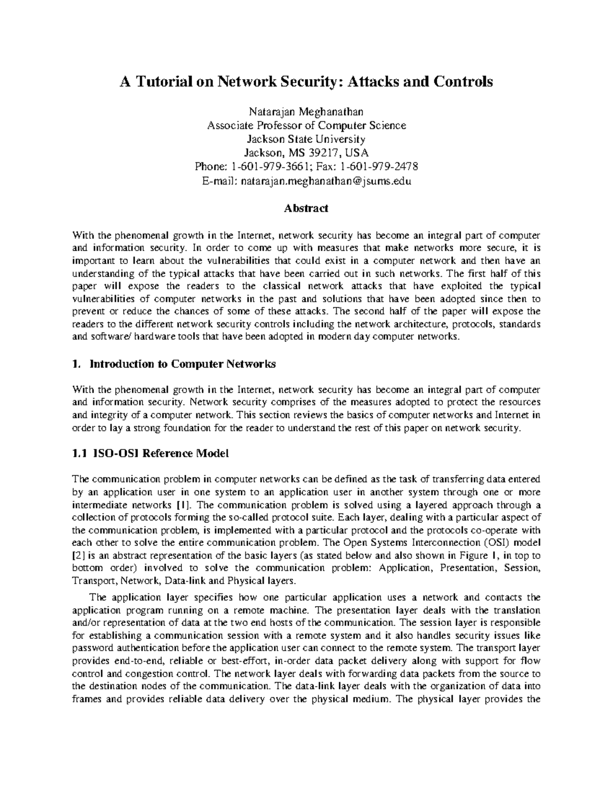 Research Paper - helping material - A Tutorial on Network Security ...