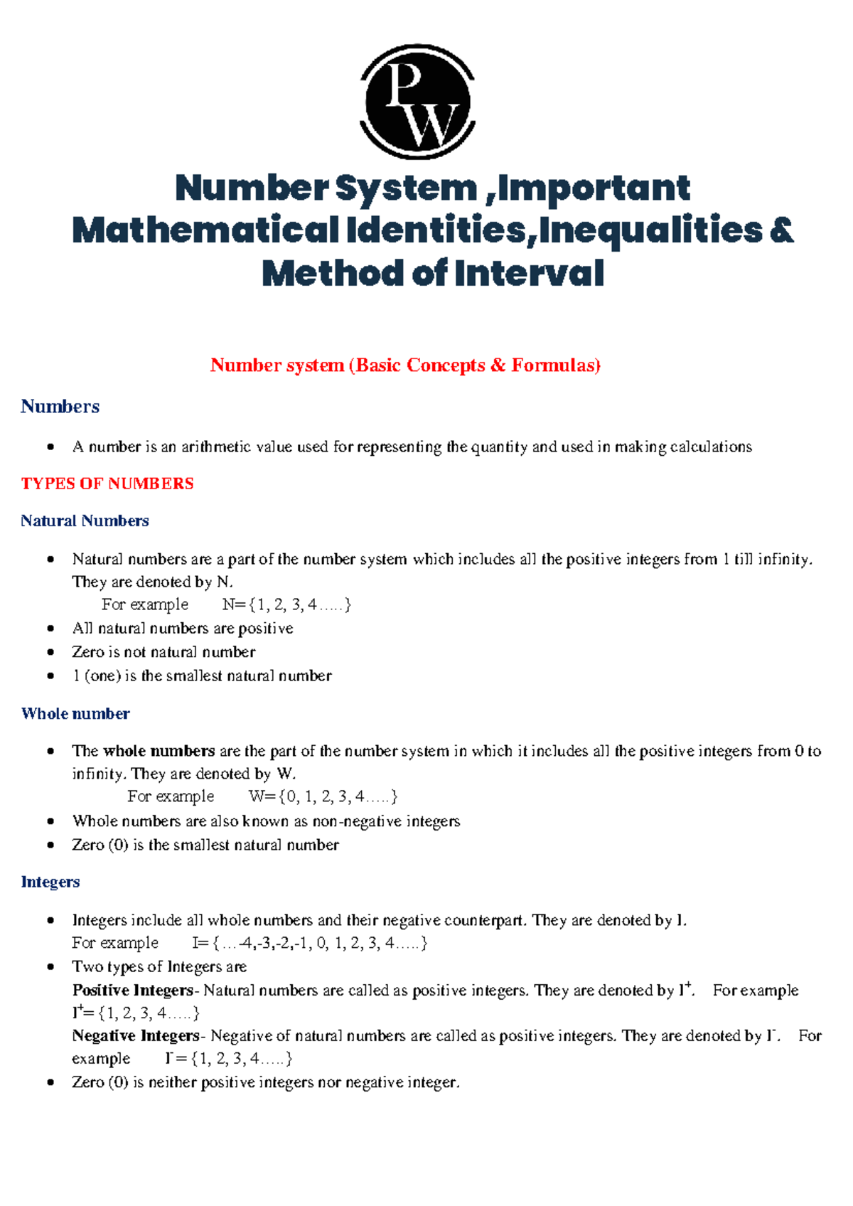 Number System and Key Mathematical Identities (Math 101) - Studocu