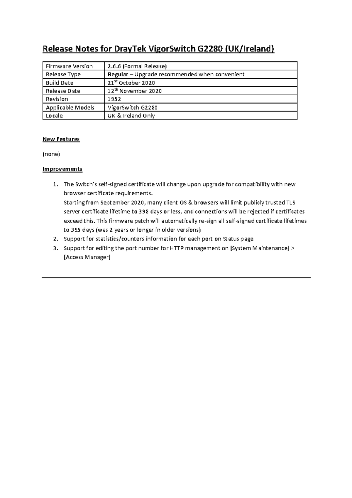 Readme vsg2280 - Test - Release Notes for DrayTek VigorSwitch G2280 (UK ...