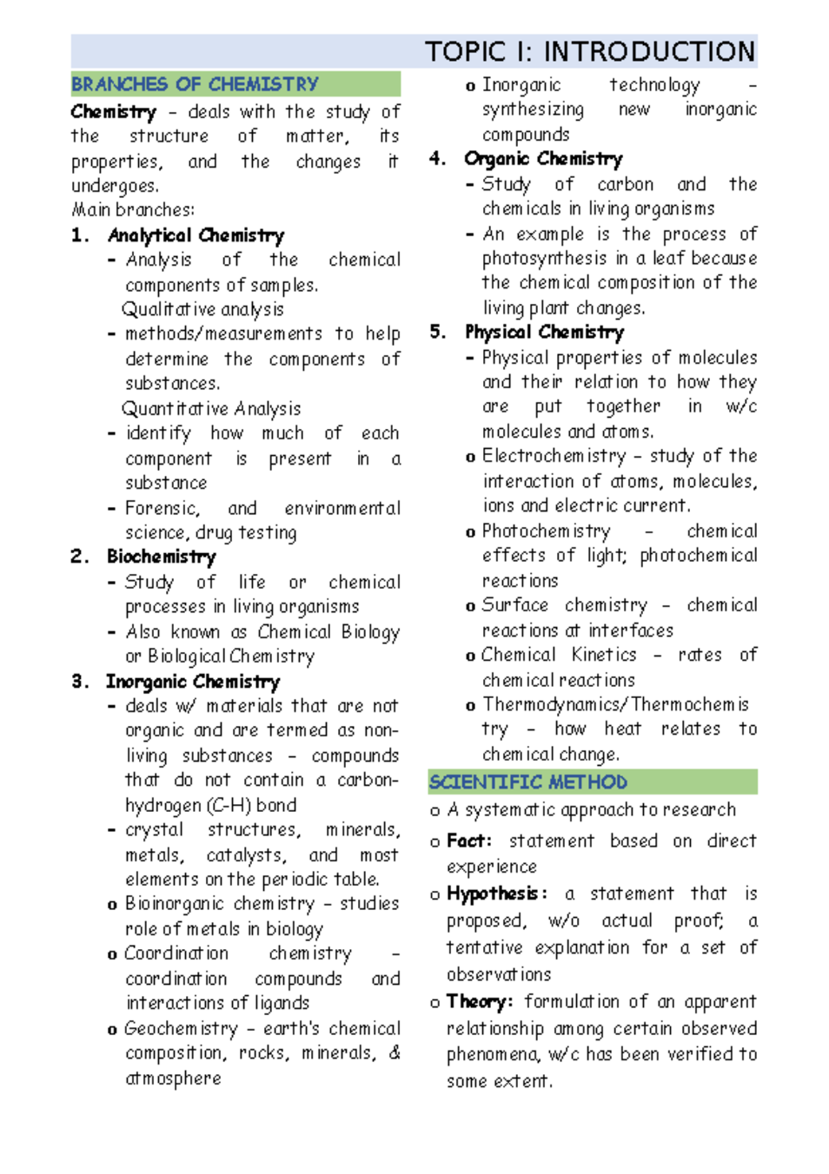 Notes - Inorganic Chemistry (CHEM 101) with Measurement Concepts - Studocu