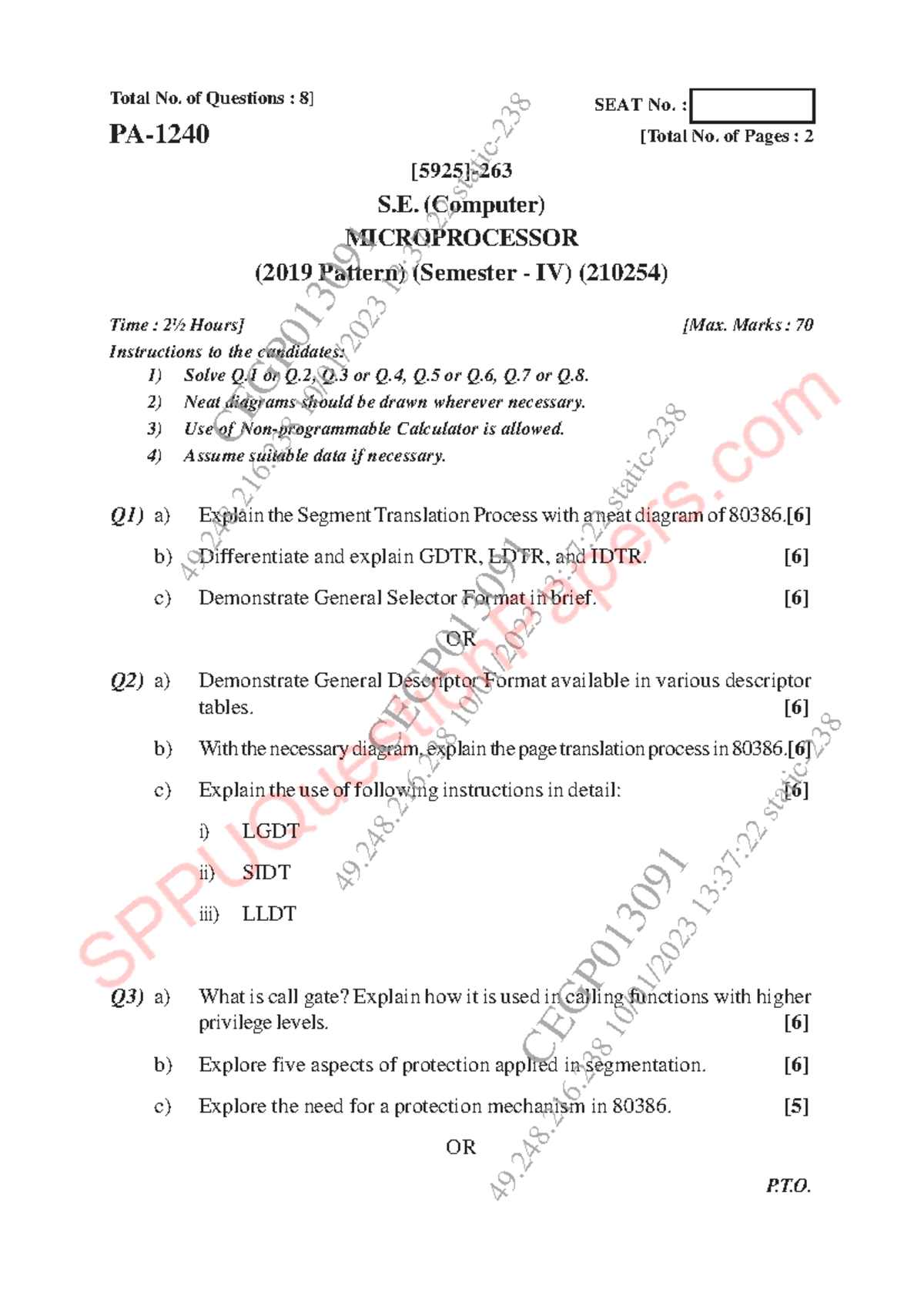 Microprocessor Exam Notes (210254) - Semester IV (2019 Pattern) - Studocu