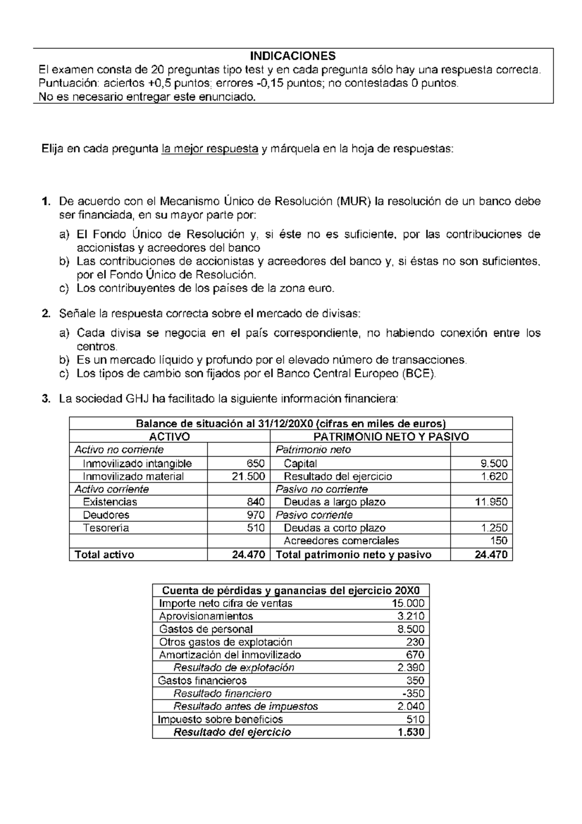 Examen 24. Modelo B. - INDICACIONES El Examen Consta De 20 Preguntas ...