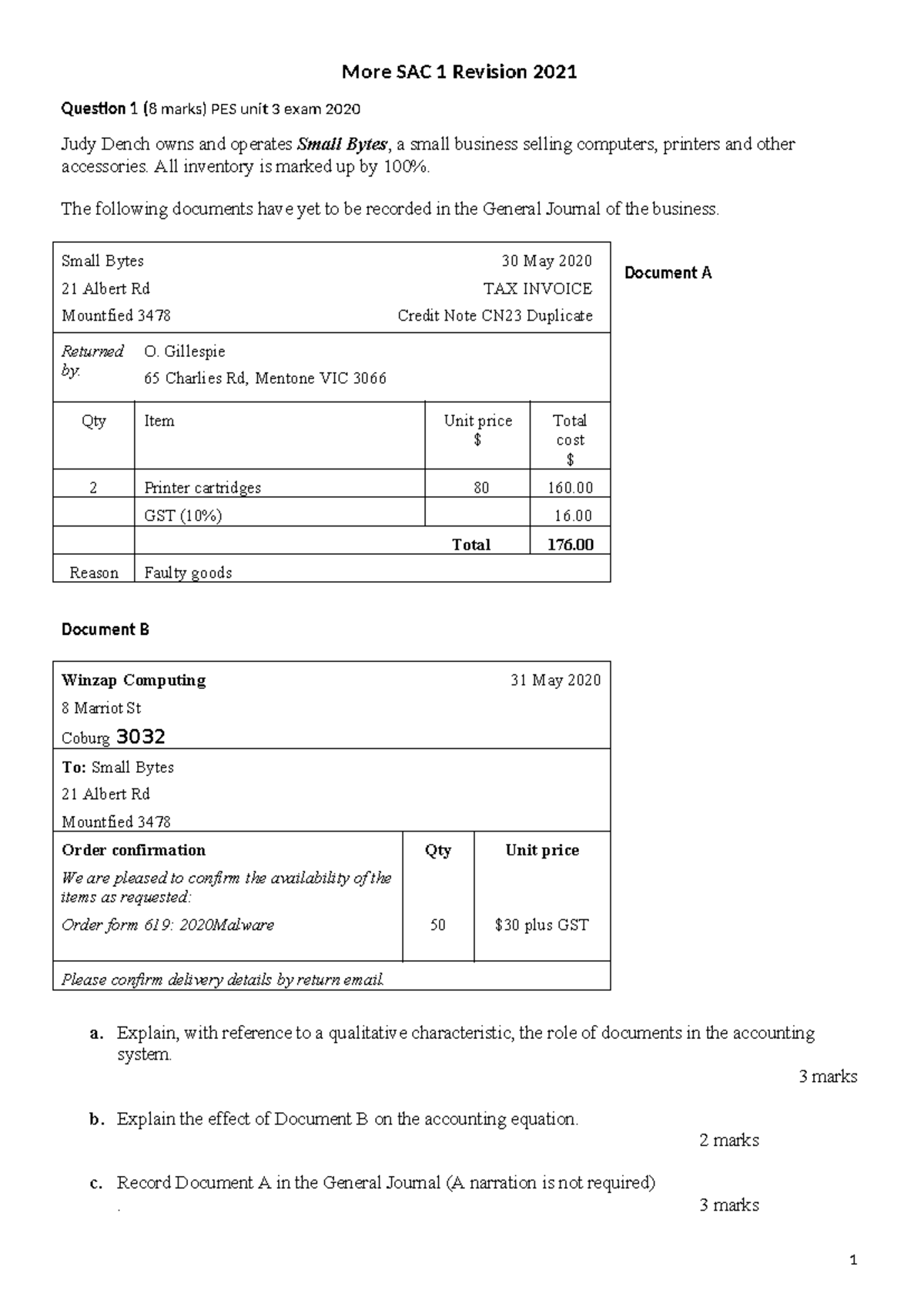 More SAC 1 Revision 2021: Accounting Concepts & Journal Entries - Studocu