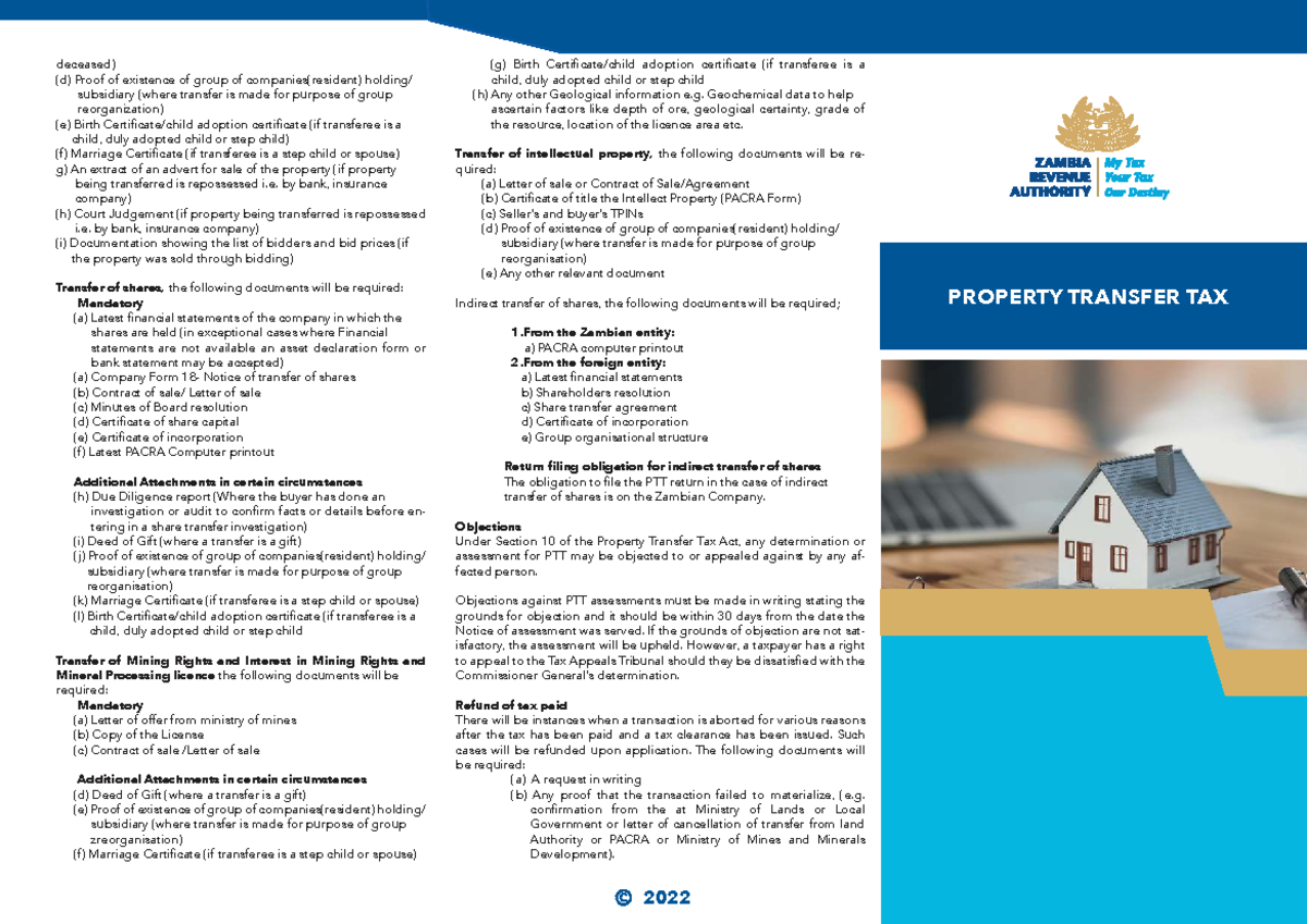 2022 Property Transfer Tax Guidelines and Required Documents - Studocu