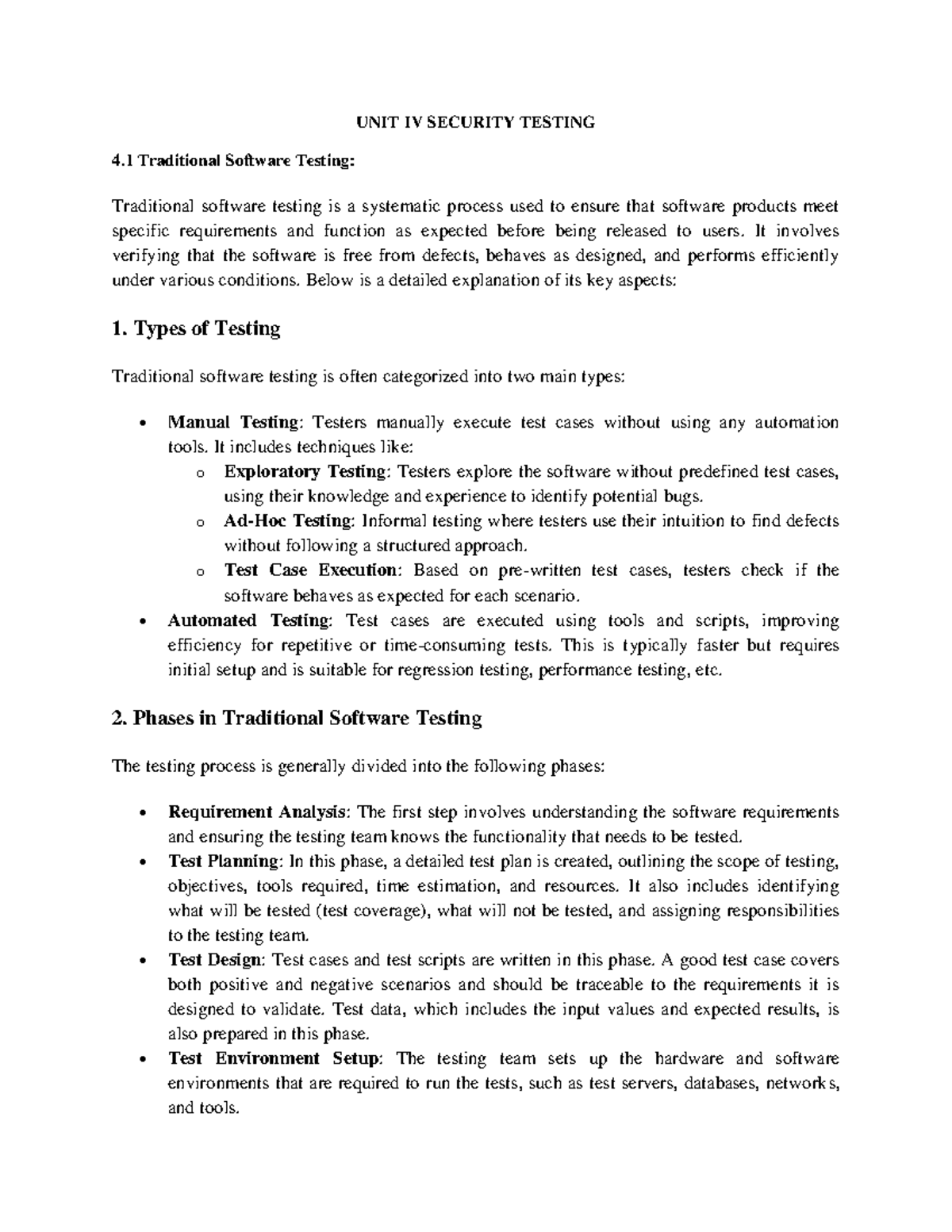 ESSS UNIT IV - Traditional vs Modern Security Testing Approaches - Studocu
