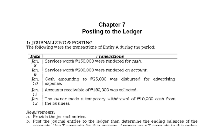 Drills Chapter 7 Posting TO THE Ledger 4e2497e90efc28c49e9089d30a9030b0 ...