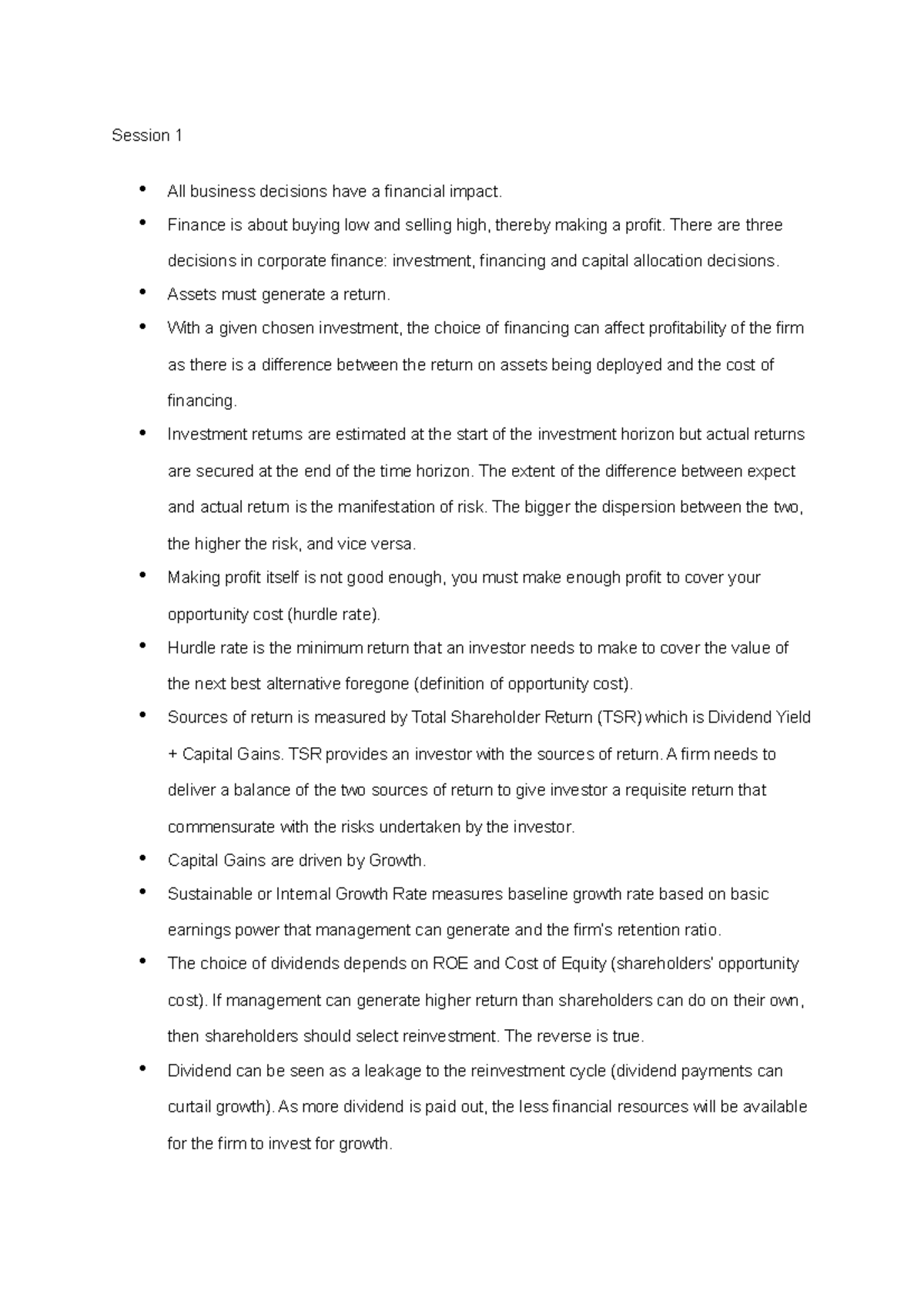 Corporate Finance Points Summary for FIN 101: Key Concepts & Insights ...