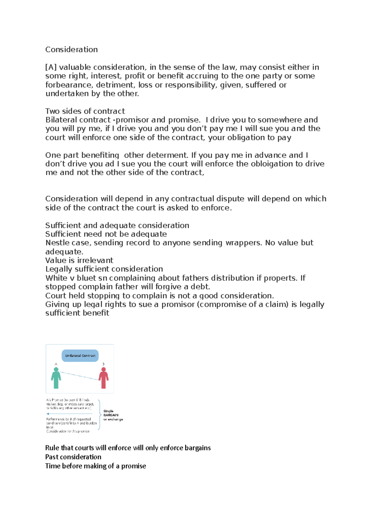 Consideration in Contract Law: Key Notes and Insights - Studocu