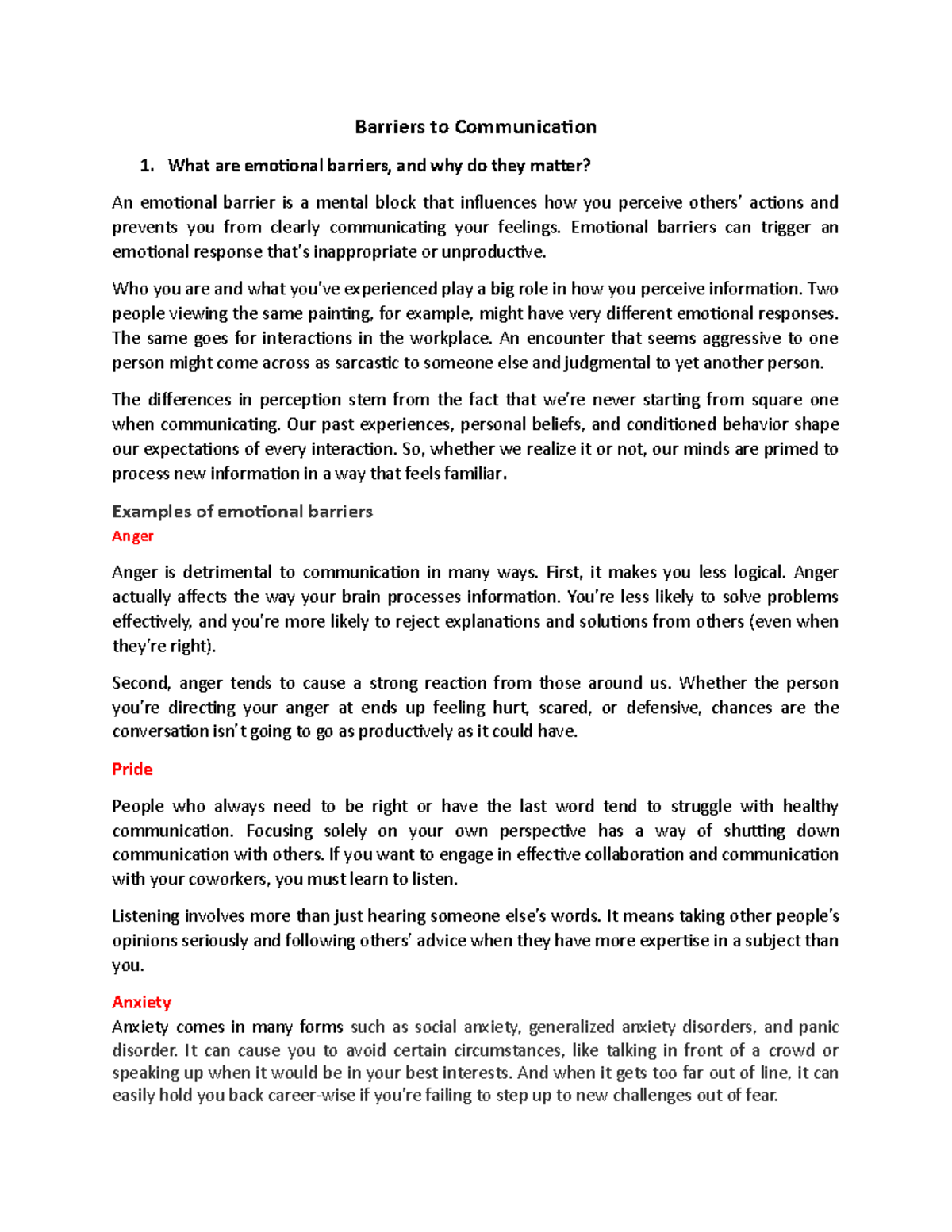 Barriers to Communication - Barriers to Communication What are ...