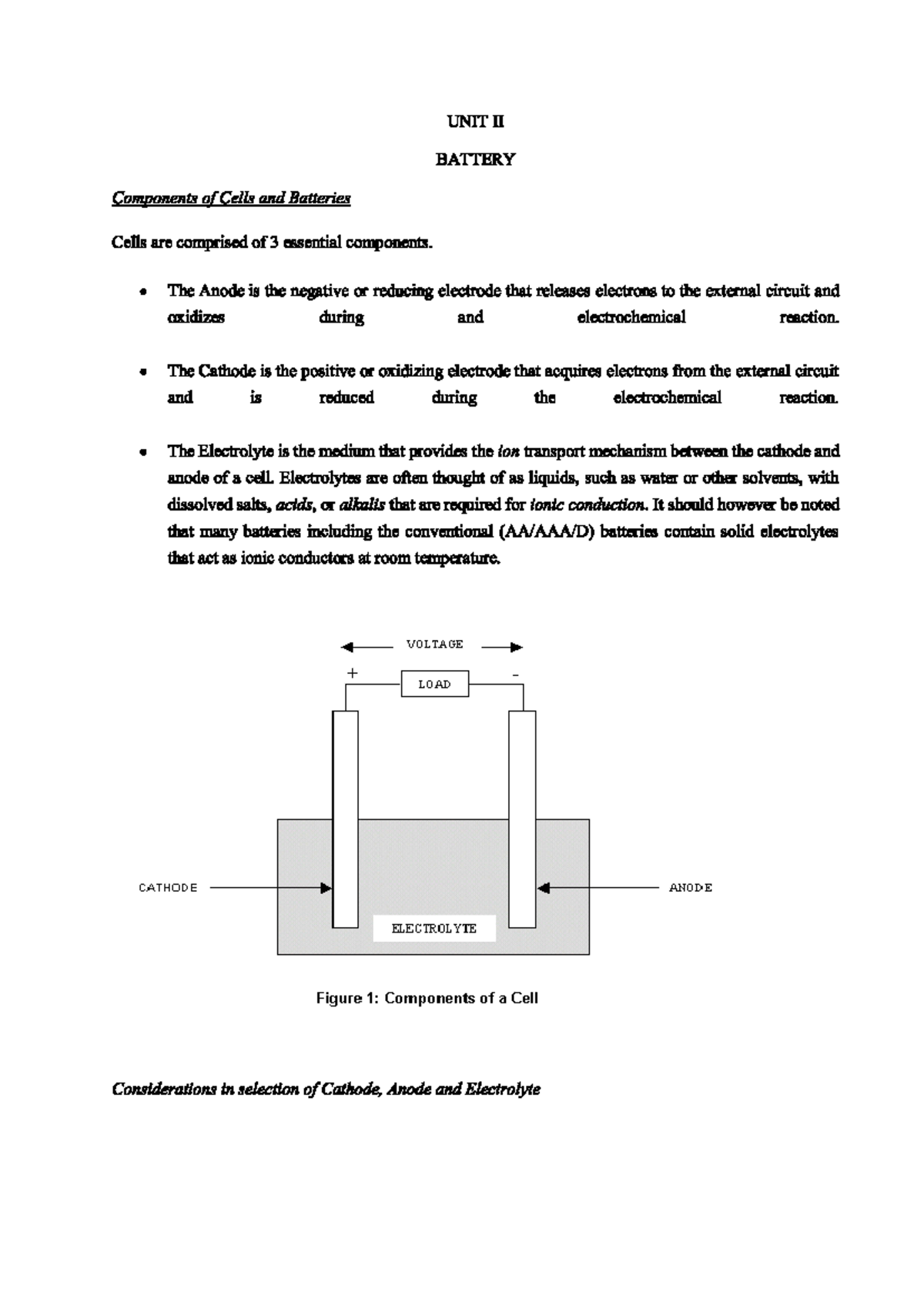 Cell and Battery Components Overview - Studocu