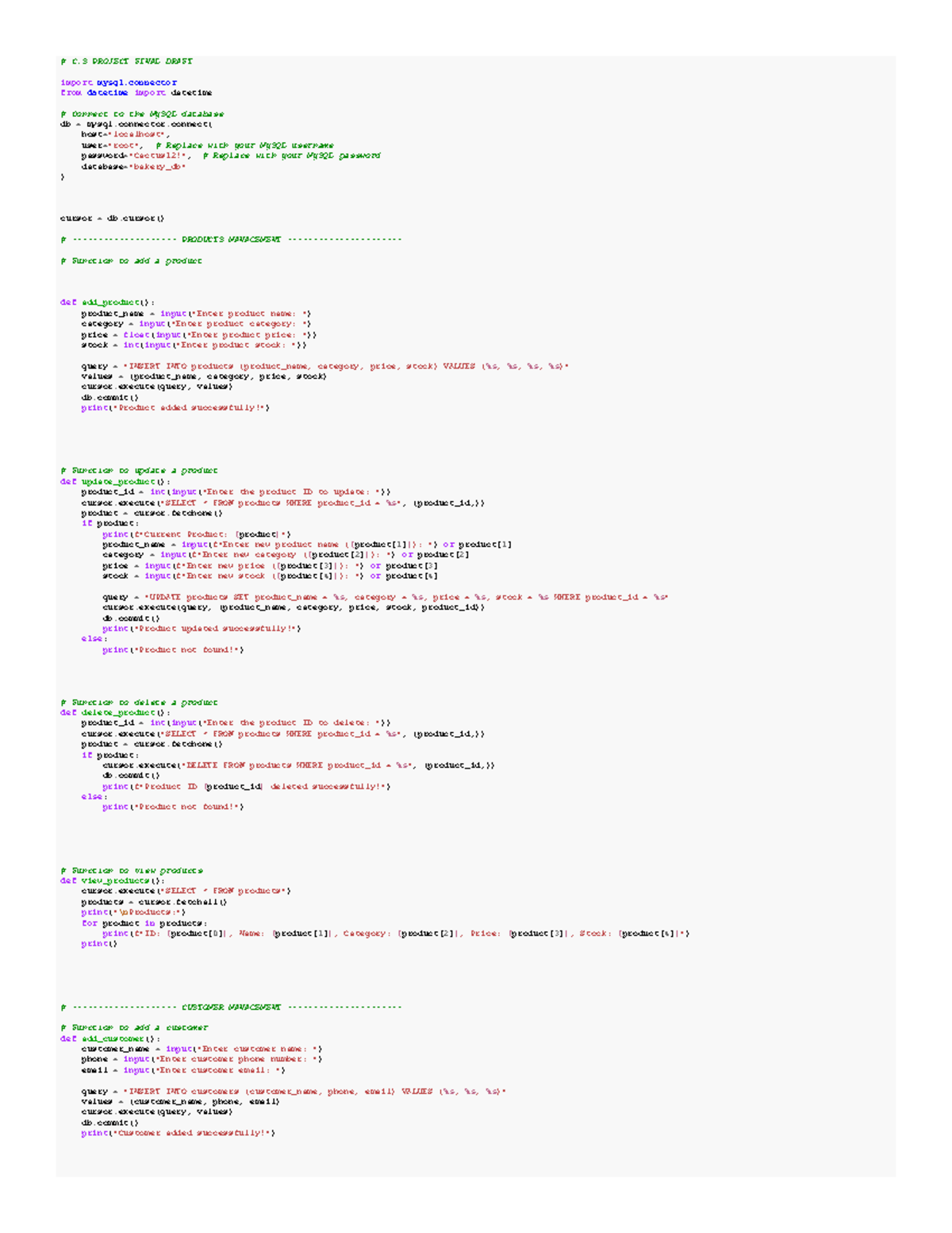 Code2pdf 679f74de4f01b - # C PROJECT FINAL DRAFT import mysql from ...