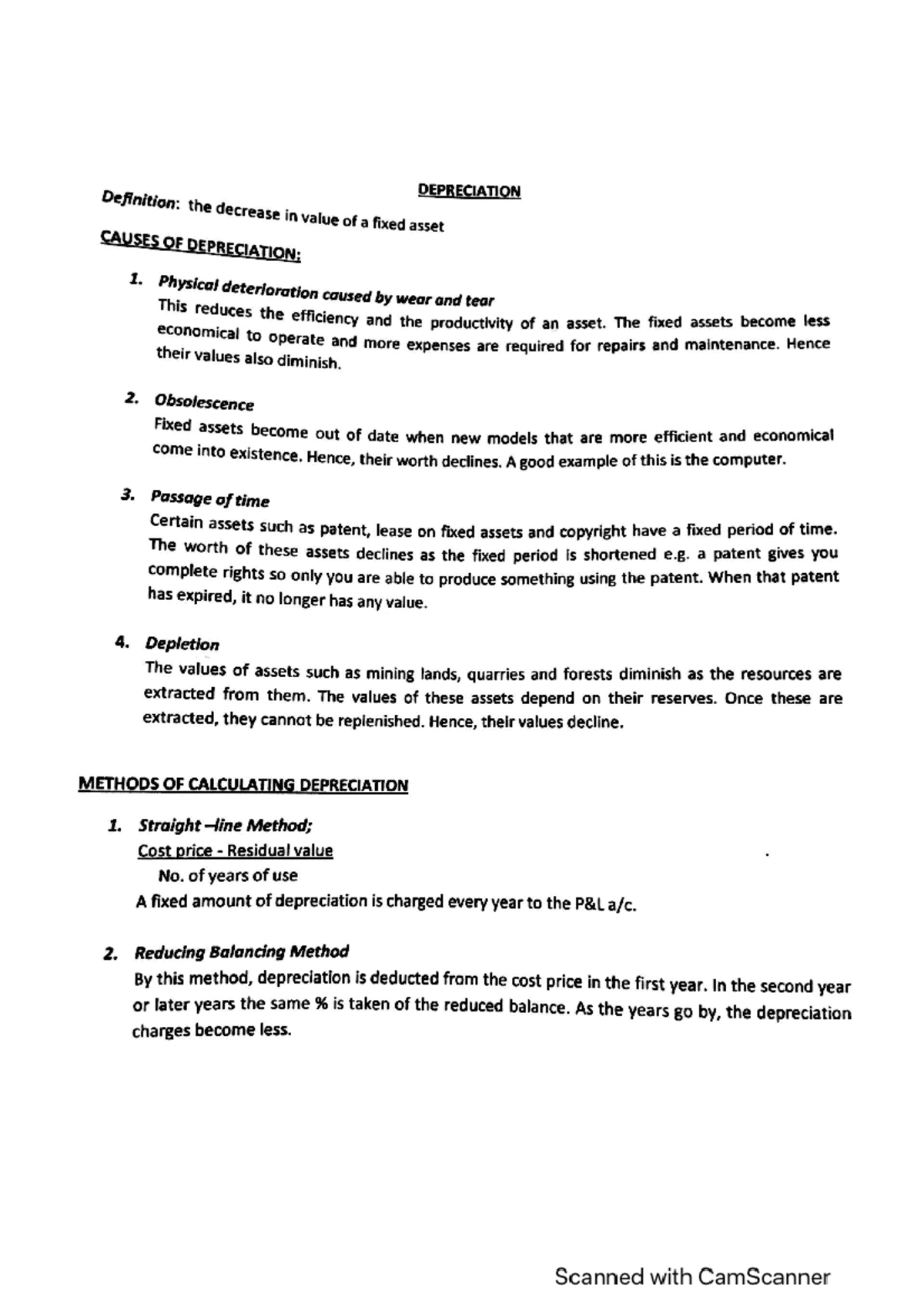 Depreciation: Causes, Methods, and Calculations - ACC 101 Notes - Studocu