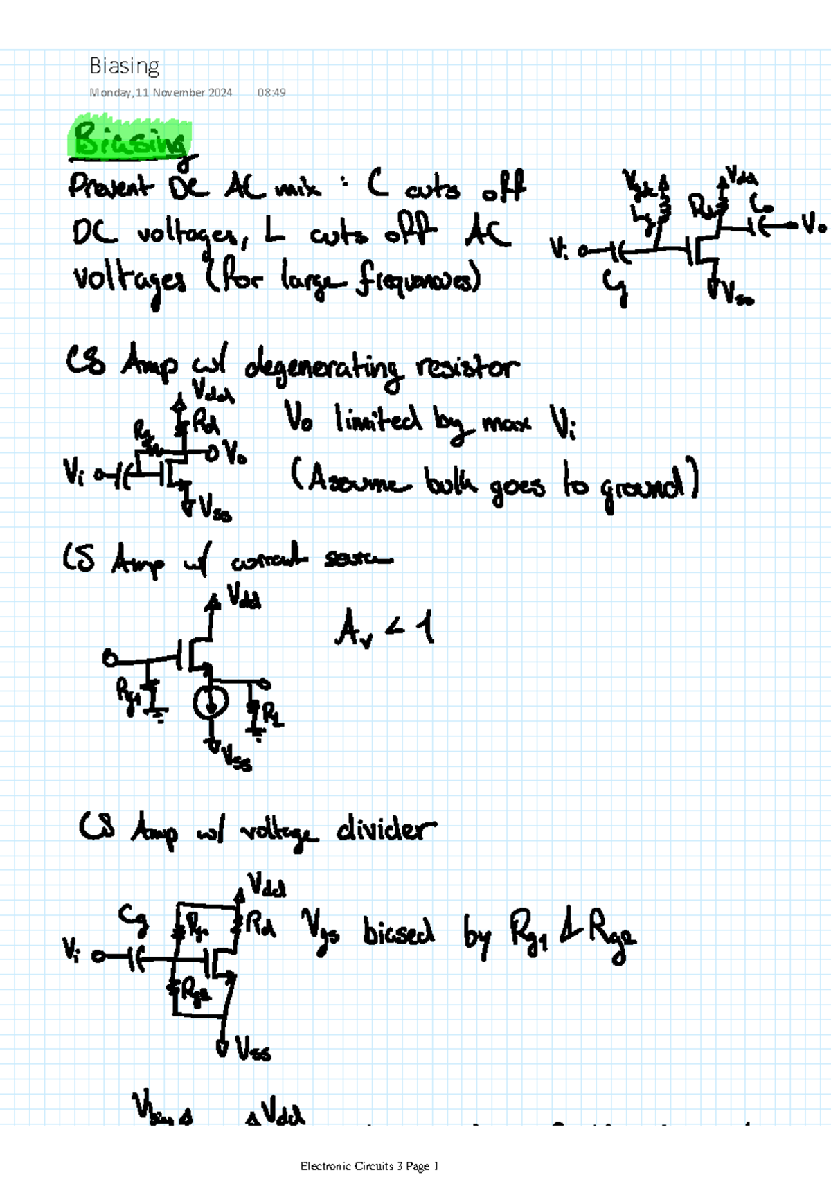 Electronic Circuits 3 - Comprehensive Notes and Topics - Studeersnel