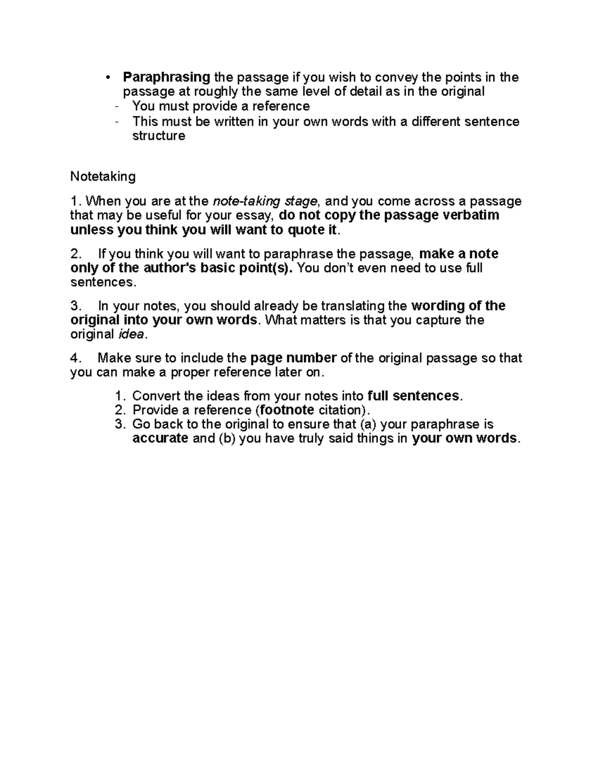 Paraphrasing and Quotation Techniques for Effective Note-Taking - Studocu