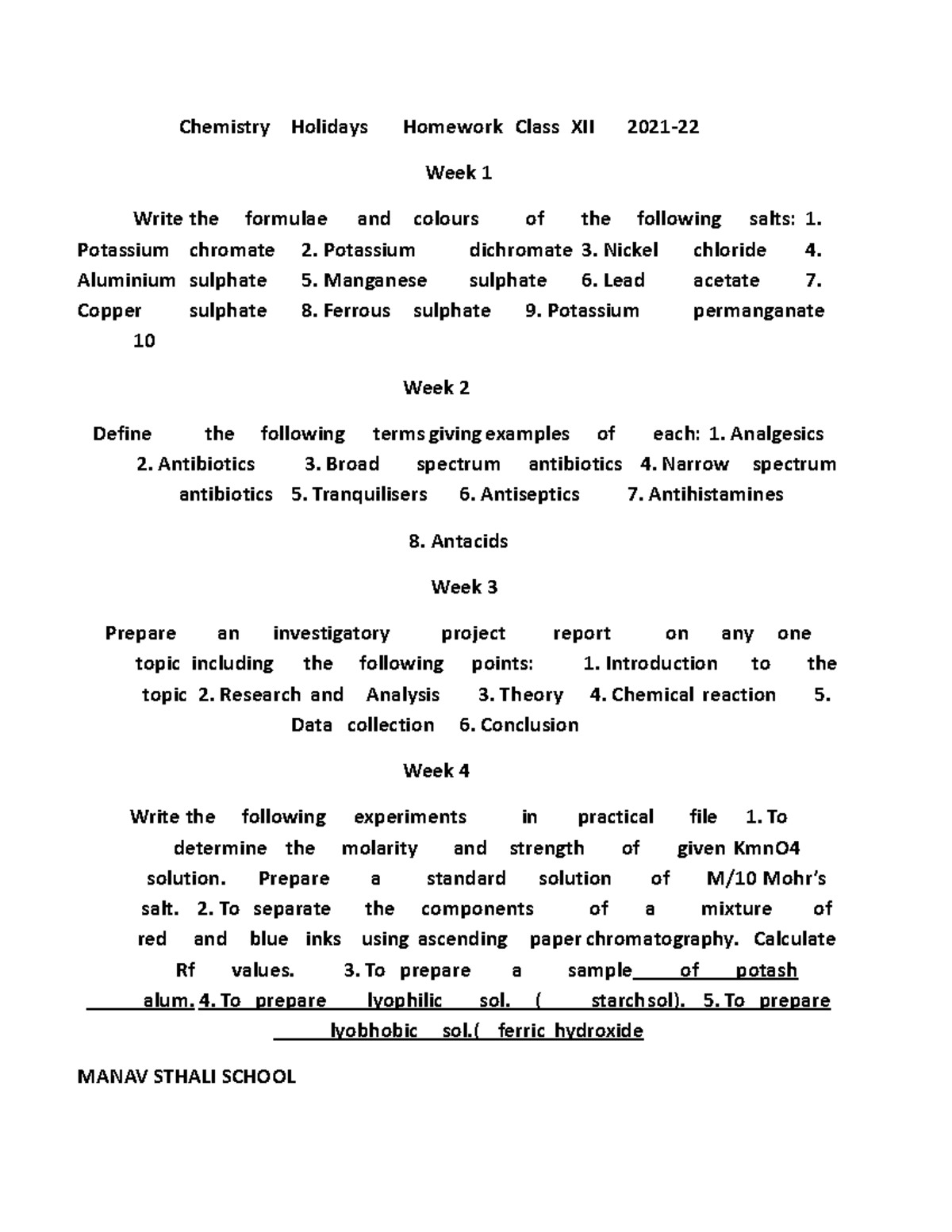 Holidays Homework - Class XII - Comprehensive Assignments - Studocu