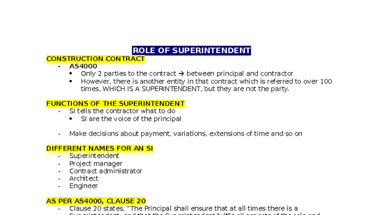 Superintendent Notes: Role and Responsibilities in Construction ...