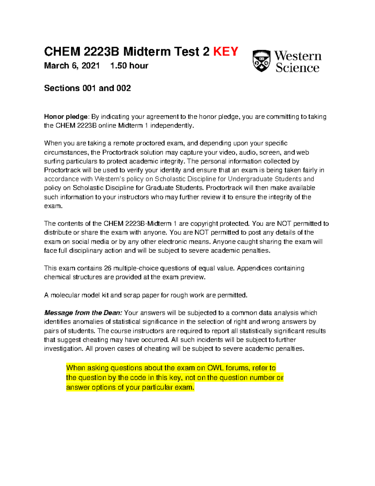 CHEM 2021 Midterm Test 2 KEY - March 6, 2021 - Studocu