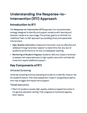 Implementing RTI Framework for First Grade Readers: A Case Study - Studocu