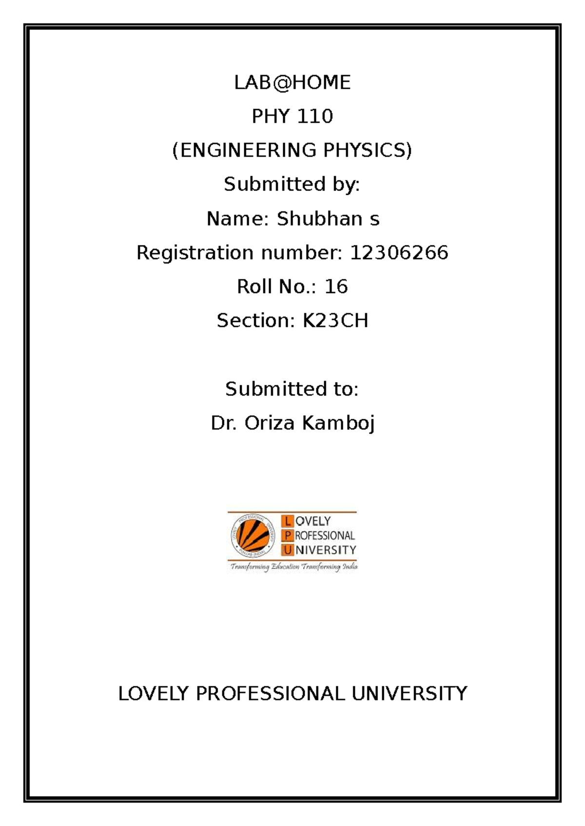 PHY 110 Engineering Physics Lab: Exploring Remote Control Systems - Studocu