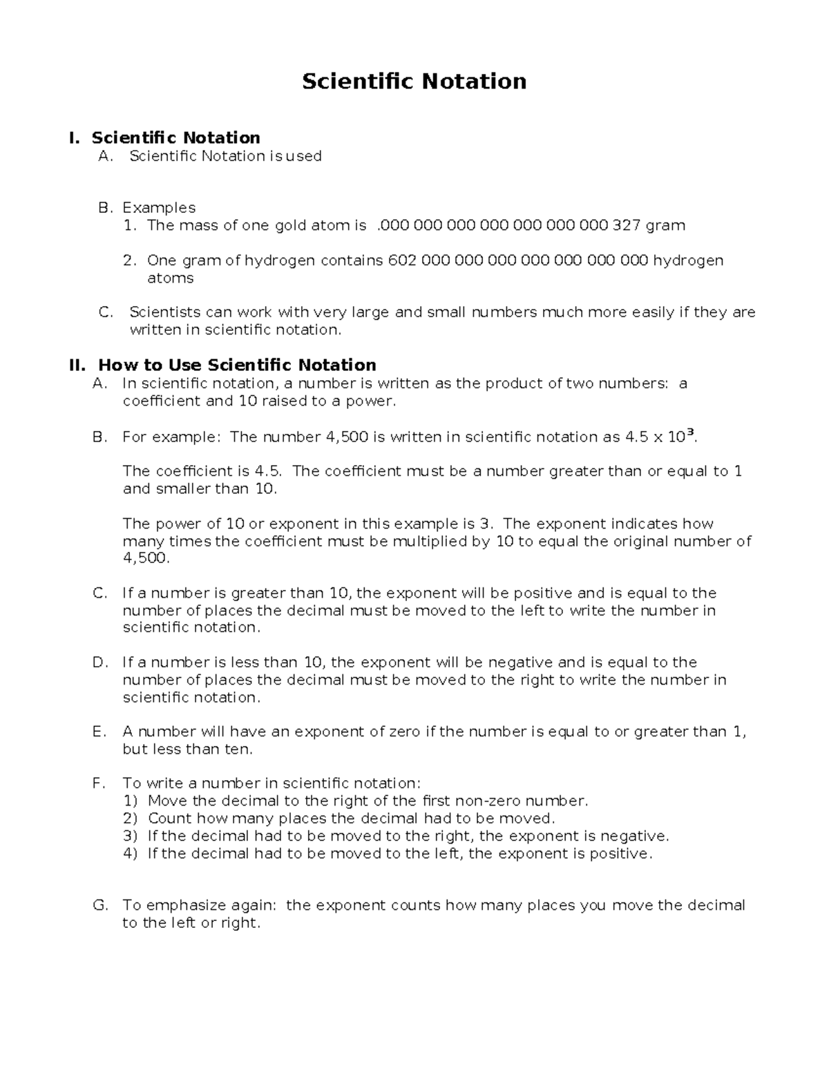 Scientific Notation Lecture Notes for Understanding SN101 - Studocu
