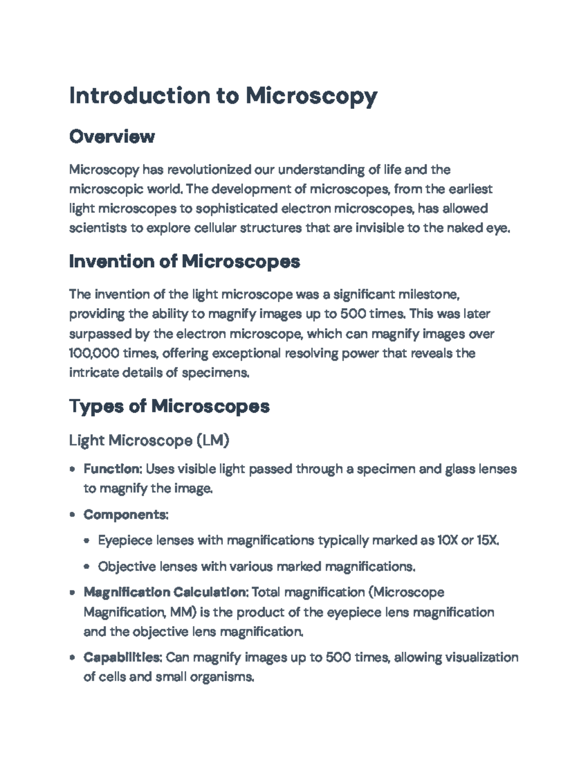 Introduction to Microscopy: Types, Applications, and Key Concepts ...