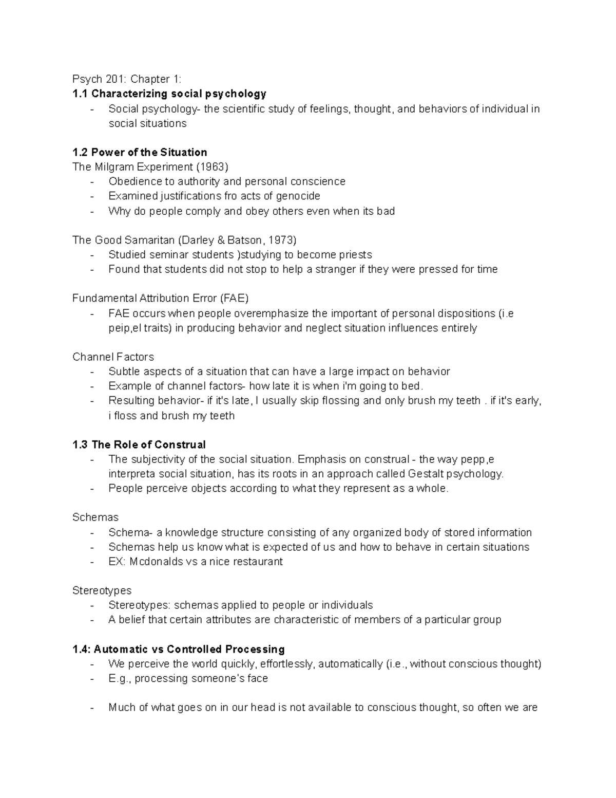 Psych 201: Final Exam Study Notes on Social Psychology Concepts - Studocu