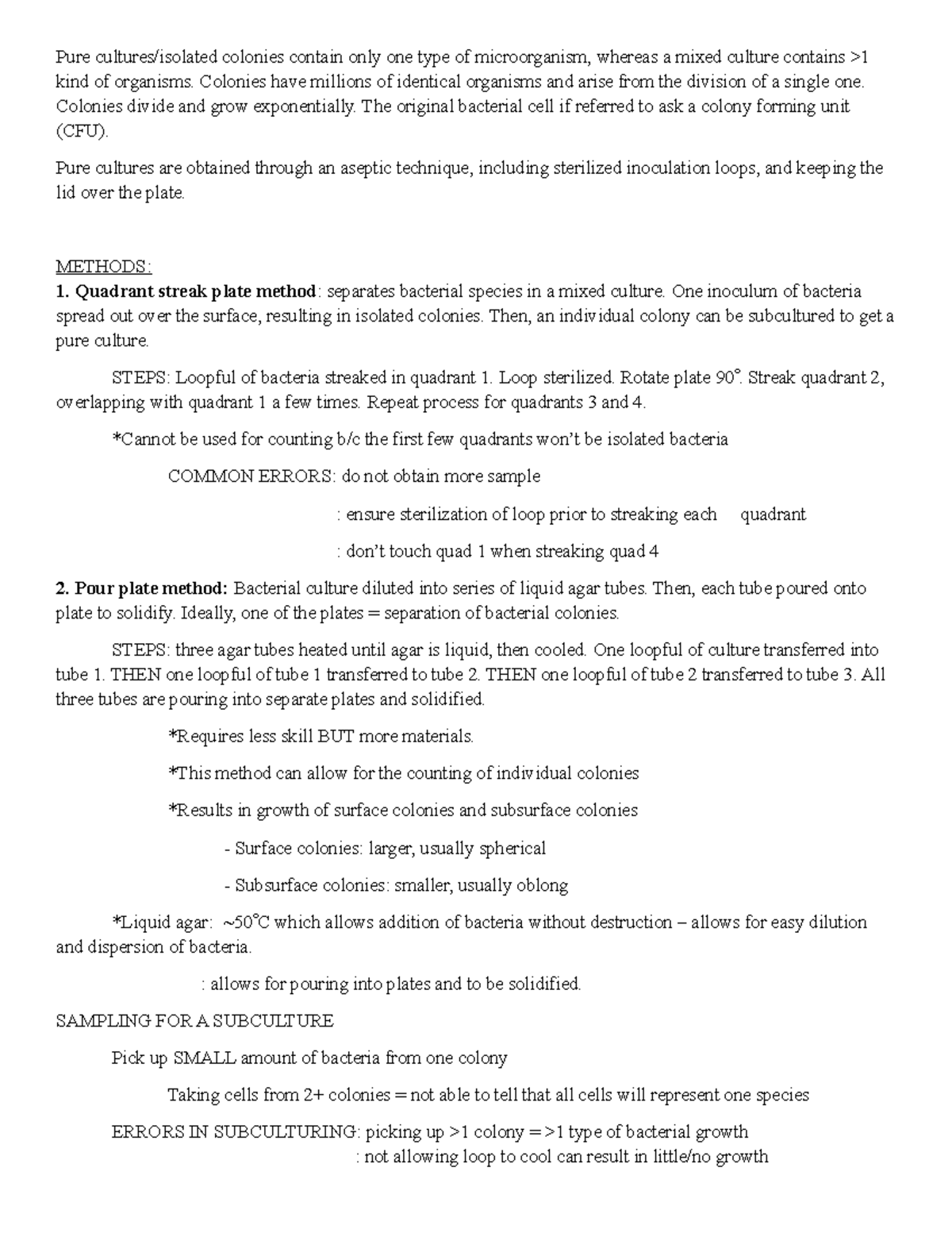 Micro Isolation Techniques: Methods and Errors in Bacterial Cultures ...