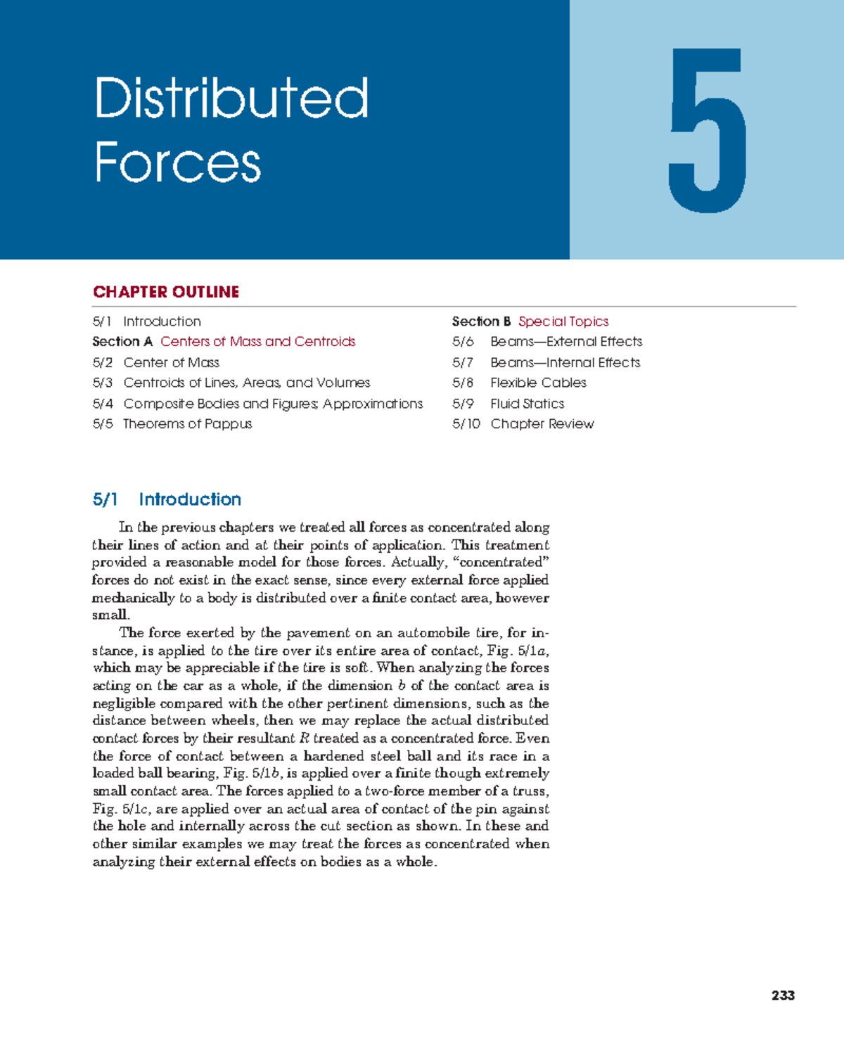 Statics - Chapter 5: Analysis of Distributed Forces and Centroids - Studocu