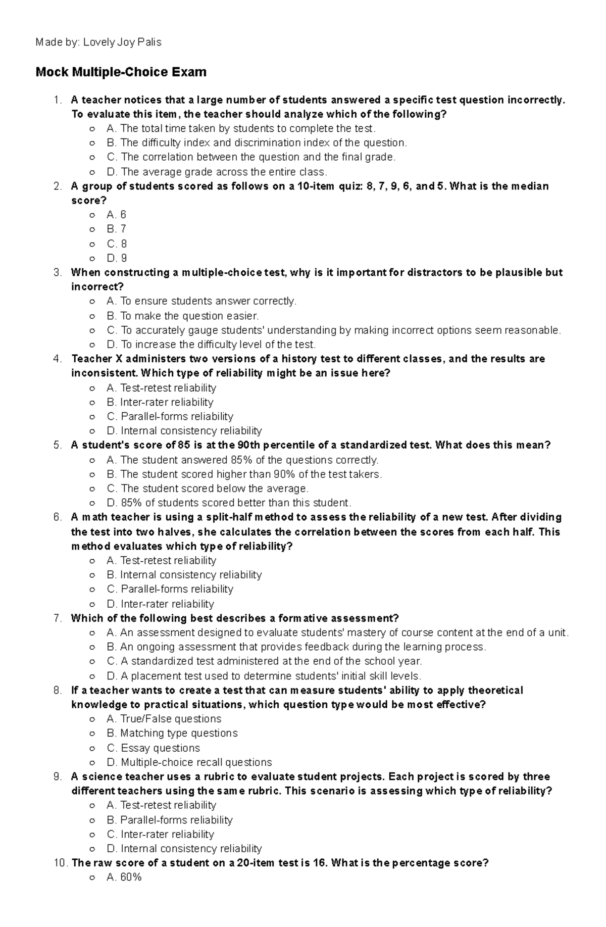 EDU 533 Mock Multiple Choice Exam Review Guide - Studocu