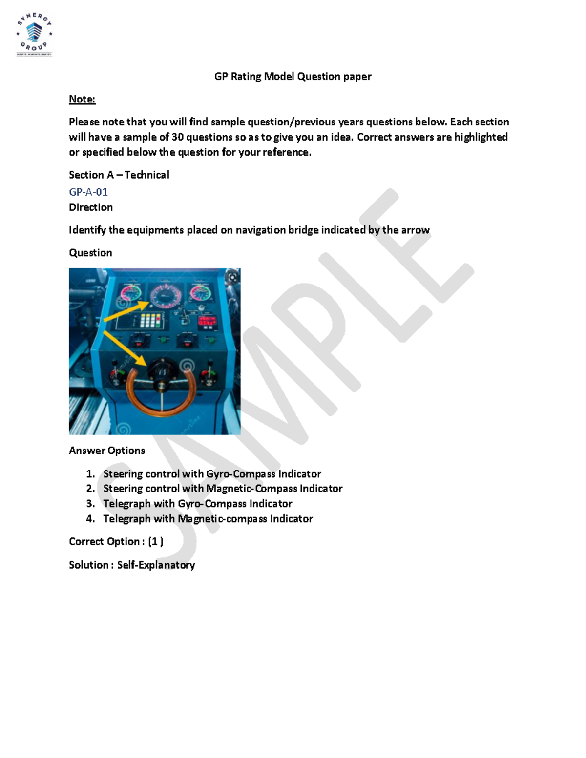 GP Rating Model Question Paper: Sample Questions & Answers - Studocu