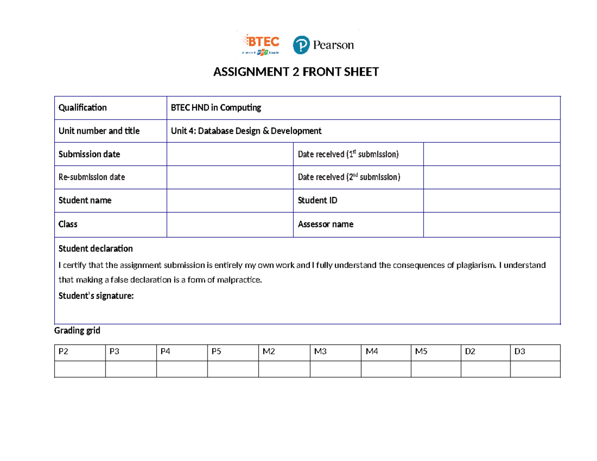 ASM2 Database Design Development Nguyen Quang Huy BH01624 - ASSIGNMENT ...