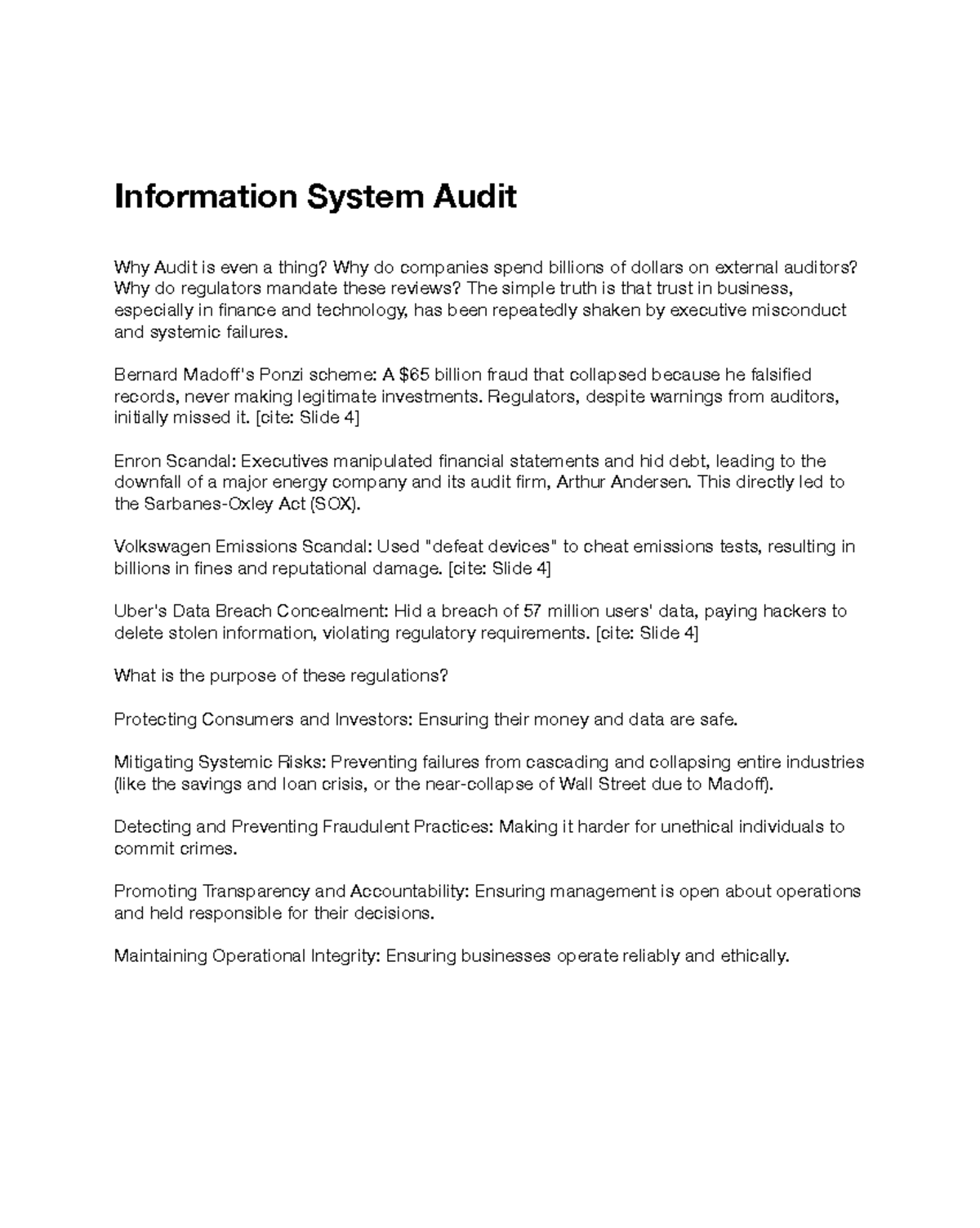 BTM 440 Chapter 9 - Information System Audit Insights and Importance ...
