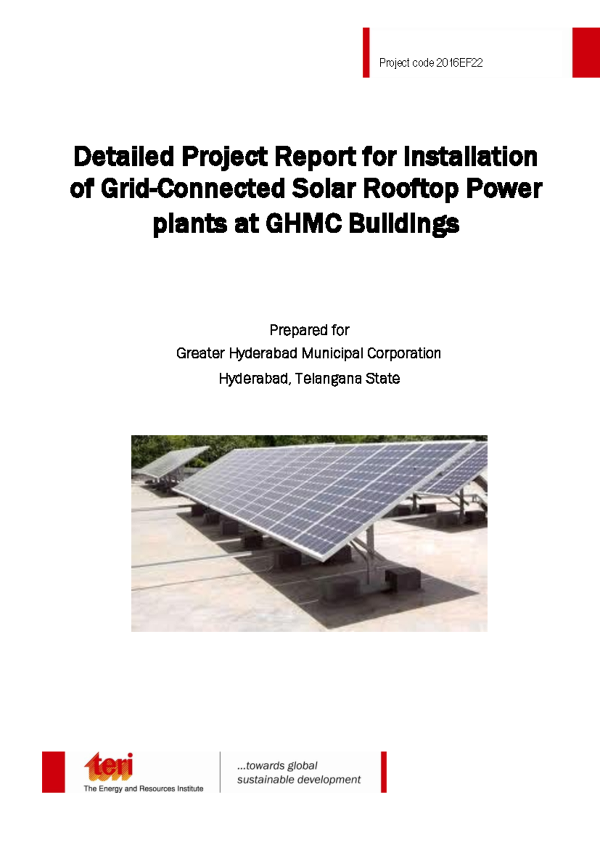 Detailed Project Report for Solar Rooftop Power Plants at GHMC ...
