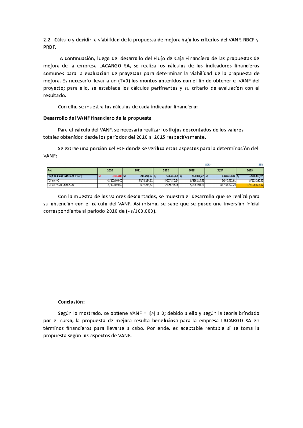 TRABAJO FINAL INGECO: Análisis Financiero de Propuestas de Mejora - Studocu