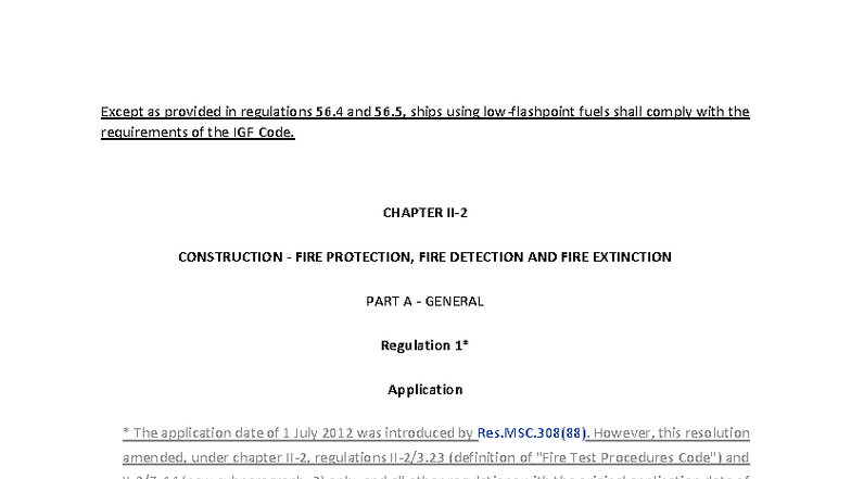 SOLAS Chapter II-2: Fire Safety Regulations and Compliance - Studocu